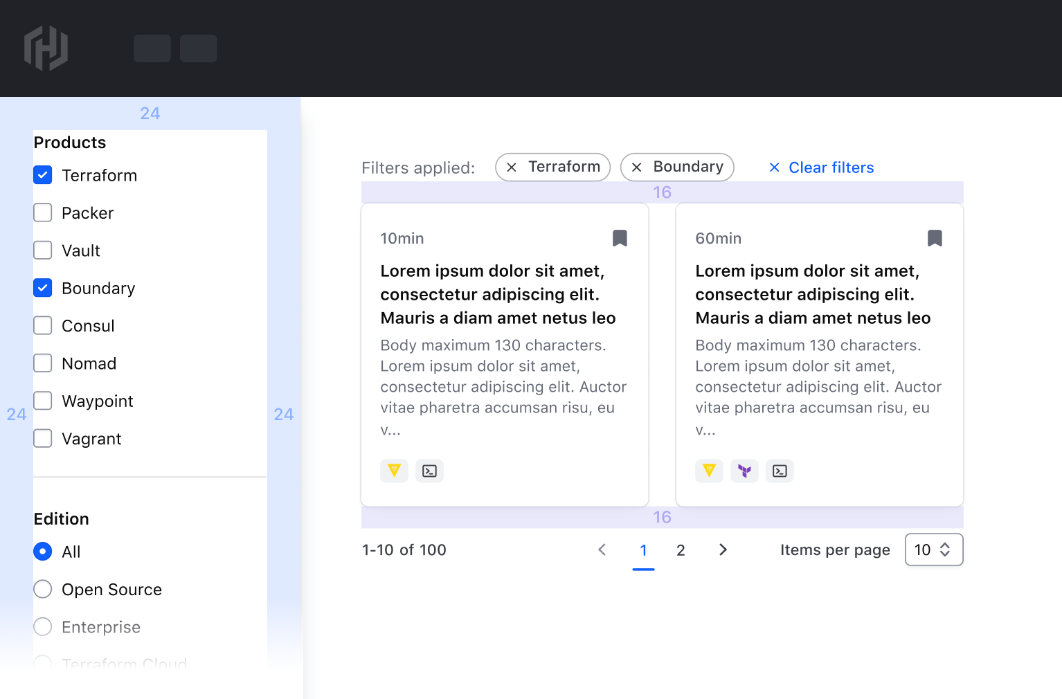 Sidebar spacing page level